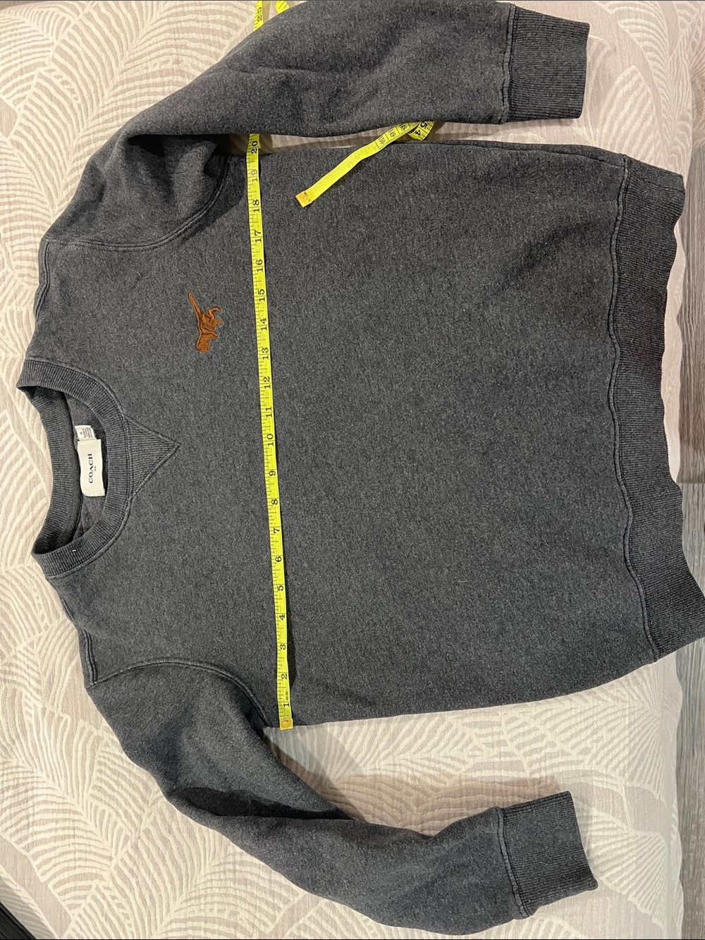Coach Dark Charcoal Crewneck Sweatshirt with Brown Logo